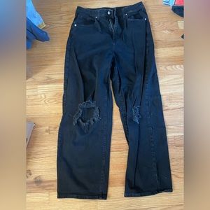 Black high waisted wide legged jeans